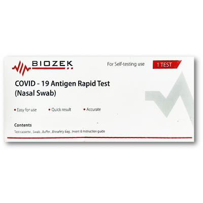 BIOZEK COVID - 19 ANTIGEN RAPID TEST NASAL SWAB FOR SELF-TESTING USE 1 TEST